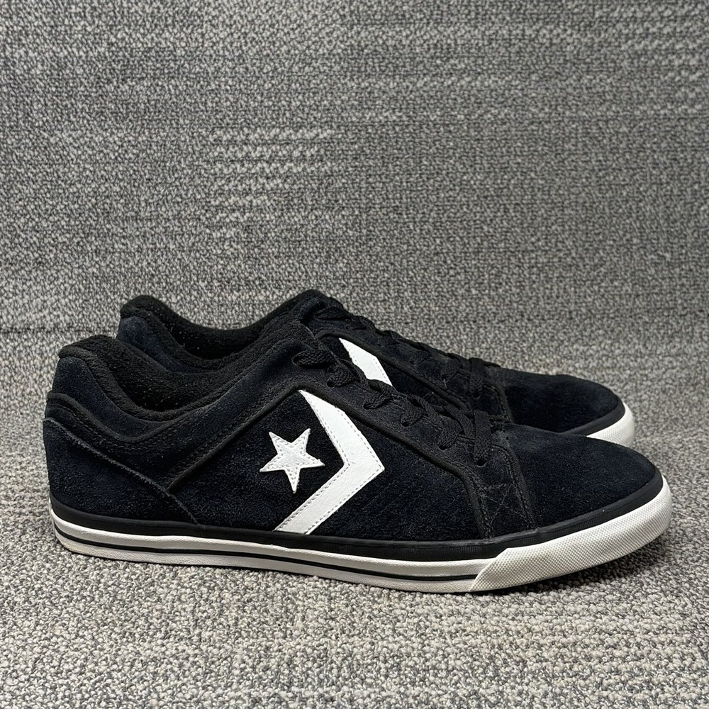 Converse Gates Ox 113656 Men's 14 Black White Suede Skate Shoes Low Top